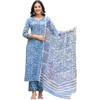 FABNEX kurta set for women | women embroidered kurta set | Women Kurta Sets Kurtis | Women Kurta Pant Set (K-101-BLUE-2XL)