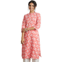 Amazon Brand - Myx Women's Cotton Printed Regular Kurti (PAG 102_Dalli (Peach) _m)