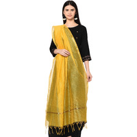 Weavers Villa Women's Banarasi Poly Silk Plain Dupatta (Yellow, 2.25 Meters)