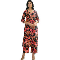 GoSriKi Women's Cotton Blend Straight Printed Kurta with Palazzo (Chinki Black-GS_XXL_Black_XX-Large)