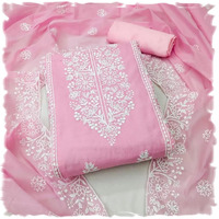 StyleScope Women's Cotton Chanderi Embroidery Work Unstitched Salwar Suit Dress Material With Chanderi Work Dupatta (DM Panel Light Pink_Light Pink_Free Size)