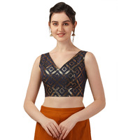 OOMPH! Blue Readymade Sleeveless Blouse for Women - rbbl297m