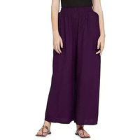 FASHION GALLERY Women's 14Kg Rayon Cotton Wine Color Waist Size 40 Inch with 39 Inch Length Elasticated Relaxed Fit Palazzo for Girls(Rayon Cotton Palazzo Wine Waist Size 40)