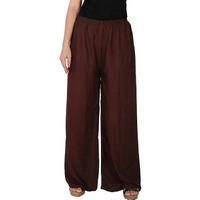 FASHION GALLERY Women's 14Kg Rayon Cotton Brown Color Waist Size 38 Inch with 39 Inch Length Elasticated Relaxed Fit Palazzo for Girls(Rayon Cotton Palazzo Brown Waist Size 38)