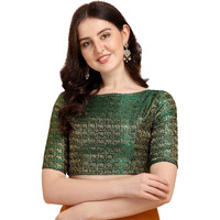 OOMPH! Jacquard Green Readymade Blouse for Women - rbbl132xl