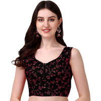 Pujia Mills Womens Sweetheart Neck Sleeveless Saree Blouse(Pihu) (Black, 38)