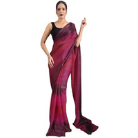 Satrani Women's Georgette Printed & Ready To Wear Saree with Unstitched Blouse Piece (3374S361NA_Pink &Wine3)