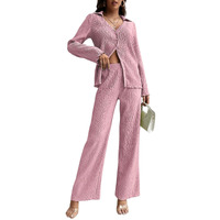 GRECIILOOKS Co Ord Set for Women | Co Ord Set for Women Stylish | Textured Co Ord Set for Women | Travel Co Ord Set for Women | Full Sleeve Women Co-ord Set (in, Alpha, 3XL, Regular, Pink)