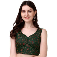 Pujia Mills Womens Sweetheart Neck Sleeveless Saree Blouse(Pihu) (Dark Green, 34)