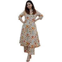 Leriya Fashion Women's Rayon Solid Regular Kurta Set (LF-W1814&TR871_Off White_M)