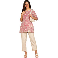DSK Studio Poly Rayon Pink color short kurti for women&Girls