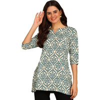 DSK Studio Women's Poly Rayon Floral Regular Short Kurti (KU1008-Peacock-M_Peacock