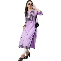 ANNI DESIGNER Women's Cotton Blend Chikankari Embroidered Straight Kurta (STHO-Purple-NW_S_Purple_Small)