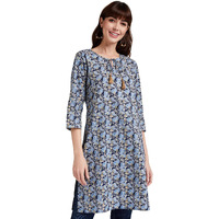 Amazon Brand - Myx Women's Cotton Regular Kurti (MYX-AW21-MRVL-03_Indigo Paisley_M)