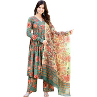 GRECIILOOKS Rayon with Dupatta Kurti Festive Set for Women | Regular Fit Kurta (GL-K2747&P169&D106_Green_2XL)