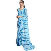 Satrani Women's Georgette Printed Ready To Wear Saree with Unstitched Blouse Piece (18RS156NA_Sky Blue & Dark Blue6)