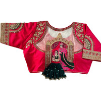 Pujia Mills Women's Heavy Milan Silk Codding Sequins Handwork Half Sleeve Pink Color Blouse Women's Bridal Blouse Readymade Heavy Work Readymade Saree Blouse for Women Bridal Blouse for Wedding