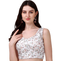 Pujia Mills Womens Sweetheart Neck Sleeveless Saree Blouse(Pihu White_38)