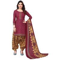 Satrani Women's Printed Poly Cotton Unstitched Dress Material(1176D1293N_Maroon3)