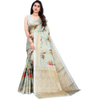 Yashika Women's Art Silk Saree With Blouse Piece (Pudina Blue_Blue)