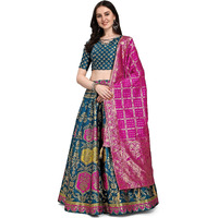 PURVAJA Women's Jacquard Semi-Stitched Lehenga choli (Kalash-Rama_Rama_Free Size)