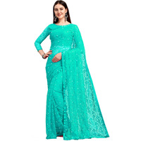 LOROFY Women's Brasso Net Saree With Blouse (Downy)
