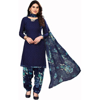 Yashika Women's Crepe Printed Unstitched Salwar Suit Dress Material With Dupatta(NEW-BLUE FLOWER)