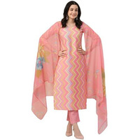ANNI DESIGNER Women's Rayon Blend Straight Printed Kurta with Pant & Dupatta (Zaggu Pink_S_Pink_Small)