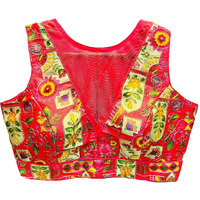 Pujia Mills Women's Phanotm Silk Floral Sleeveless Saree Blouse (PP 4_Dark Gajri_38)
