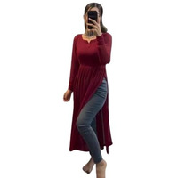 TRILLMIXA Women's Georgette Women A-line Kurta for Girls (Alia Cut Kurti) Red
