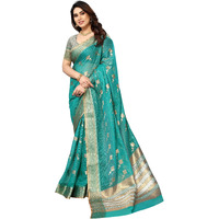 StyleScope Women's Kota Doria Cotton Zari Box Jacquard Bordered Saree With Cotton Blend Unstitched Blouse Piece.(Sea Green,Gold)