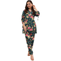 Leriya Fashion Ethnic Co Ord Set for Women Kurta Set for Women | 2 Piece Kurta Set | Kurta with Pant for Women | Co-ord Set (XXX-Large, Green)