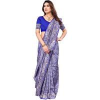 StyleScope Women's Banarasi Silk Jacquard Kanjivaram Saree With Litchi Silk Unstitched Blouse Piece (Silk Khasturi Royal Blue_Royal Blue_Free Size)