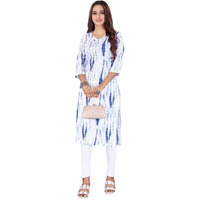 Bollyclues Women's Printed Crepe Straight Printed Kurti(BC-TE) Blue