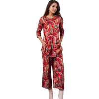 SHIENZY Women's Cotton Blend Regular Top and Bottom Set (1591SHZ_Red