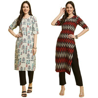 Pinkmint Kurta & Pant Set ll Printed Kurti ll Combo Kurta Set ll (Pack of 2) Blue-Orange