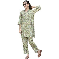 FABNEX kurta set for women | Women Kurta | Women Kurta Sets Kurtis | Women Kurta Pant Set | Women Kurta Pant Set Women Kurti Set with Pant (K-30-34) (L, Pista)