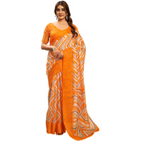 SAMAH Women's Cotton Blend Saree (3772S168N_Light Orange)