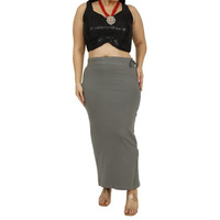 Georgio Martini - First Time In India Plus Size Cotton Lycra Saree Shapewear for Women Straight Cut Skirt with Side Cut | Shape Wear Dress for Sarees | Petticoat with Drawstring Grey-XL