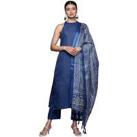 Varanga Women Blue Solid Kurta Set with Printed Dupatta  Comfortable & Stylish, Party Wear for Women, Casual & Festive Wear, Kurta Sets Women, Ladies Kurta Set with Dupatta (Medium)