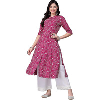 Stylum Women's Printed Rayon A-Line Kurta (SKODAGEM40_Magenta, L)