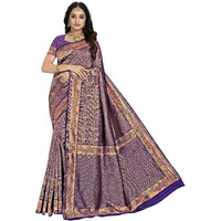 StyleScope Women's Banarasi Silk Jacquard Kanjivaram Saree With Litchi Silk Unstitched Blouse Piece (Silk Peacock Royal Blue_Royal Blue,Gold)