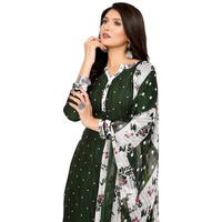Yashika Women's Printed Dress Material - Unstitched Crepe Fabric Kurti, Pants & Dupatta Set (AZ-YS-P4-ABHILASHA GREEN)