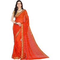 RANI SAAHIBA Women's Chiffon Saree With Blouse Piece