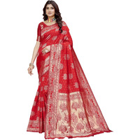 Shasmi Women's Banarasi Saree Pure Kanjivaram Silk Saree Soft new ladies 2025 Design Wear Pattu Sarees Latest Party Sari collections With Blouse Piece for Wedding sadi (PARI-217 RED)