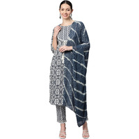 Vbuyz Women's Print & Embroidered Straight Cotton Stitched Kurta Pant with Laheriya Dupatta | kurta sets for woman | kurti pant set with dupatta | kurta sets | kurti for women stylish