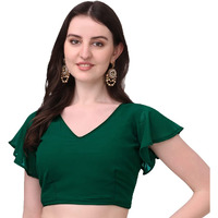 Pujia Mills Women's Georgette Bell Sleeve Readymade Saree Blouse (3003_Mehndi_38)