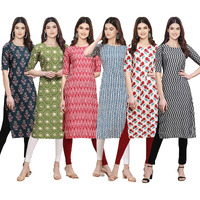 Pinkmint Women's Crepe Digital Print Straight Kurta [Pack of 6] (CKE-335-338-328-331-342-336-M)