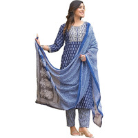 KLOSIA Women Straight Floral Printed Kurta and Pant Set with Dupatta | Ethnic Set | Dupatta Set | Suit Set | Kurta Set | Wedding Suit | (Large)