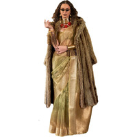 Satrani Women's Organza Floral Printed Banarasi Jacquard Saree with Unstitched Blouse Piece (3777S103N_Green)